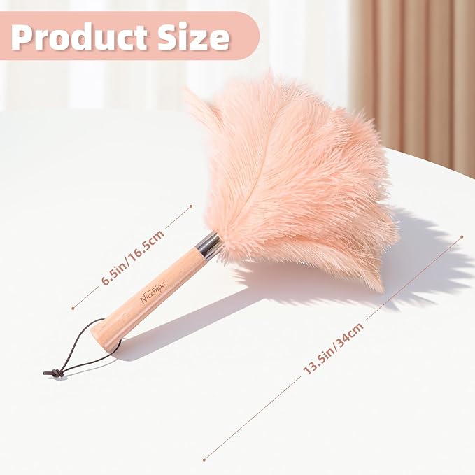 Pink Ostrich Feather Duster for Cleaning - Image 3
