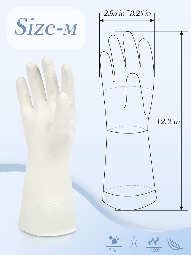 Cleanbear Reusable Dish Washing Rubber Glove Set of 3, Household Cleaning Gloves - Image 5