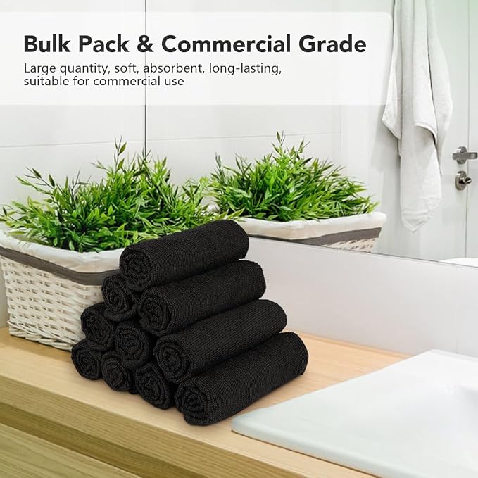 Orighty Washcloths Bulk, 200 Pack Microfiber Face Towels, 12x12 Inch Black - Image 7