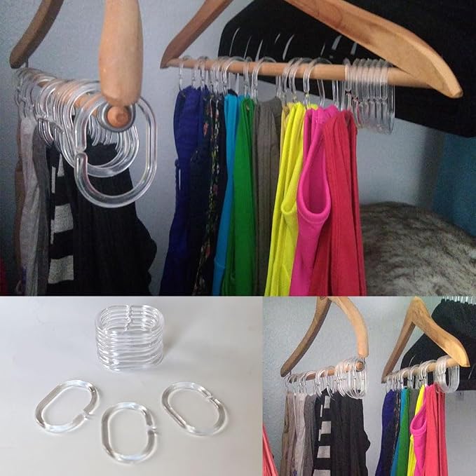 Plastic Shower Curtain Hooks C Shape Shower Curtain Rings - Image 7