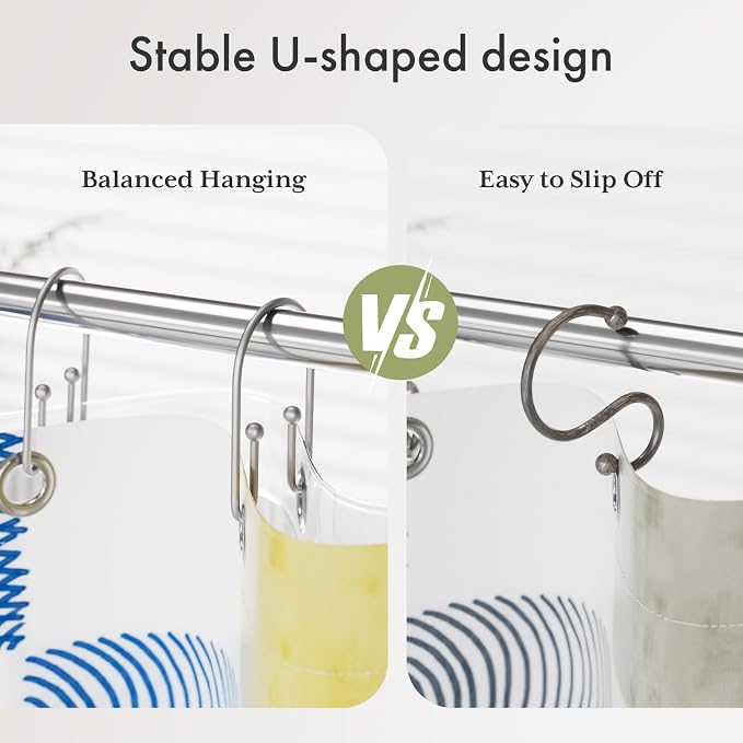 AmazerBath Shower Curtain Hooks, Space Sliver Shower Curtain Rings Rust Proof - Image 2