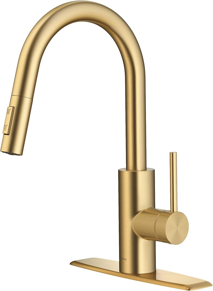 KRAUS Spot Free Brushed Brass Pull Down Kitchen Faucet KPF-2620BB | QuickDock by Unknown