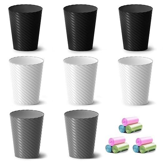 Lysam Bathroom Trash Can 8 Pack, 1.8 Gallon Small Trash Can by Lysam