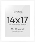 Homeforia 14x17 Picture Frame White, High End Metal 14 x 17 Poster Frames with Mat 11 x 14 for Photo, 14x17 White Frame Matted to 11x14 inch Print, 17x14 Thin Frame, Tempered Glass, Wall Kit, Set of 1