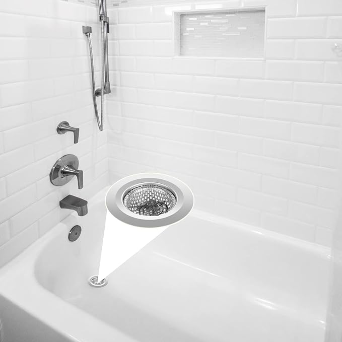 Ohtomber 2PCS 2.79" Stainless Steel Bathtub Drain Strainer Hair Catcher | Fine - Image 6