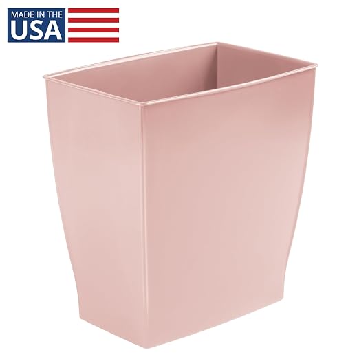 iDesign Small Plastic Bathroom Trash Can, Slim Rectangle Garbage Bin - Image 2