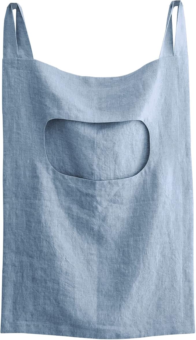 Amazhiyu 100% Linen Door Hanging Laundry Hamper Bag, 19x27 Inches, Steel Blue by Amazhiyu