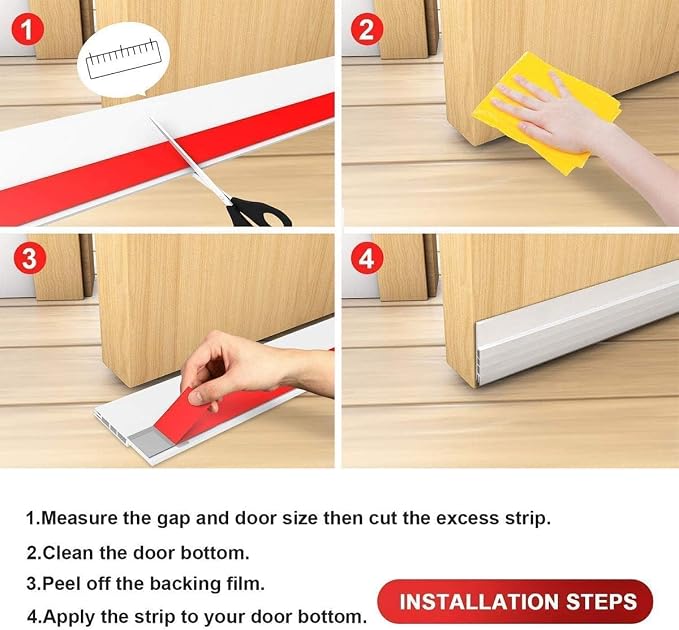 Suptikes 4 Pack Door Draft Stopper, Weather Stripping Draft, Door Bottom Seal - Image 8