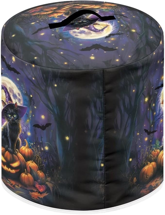 6 Quart Pressure Cooker Dust Cover with Top Handle and Storage Pocket Kitchen Small Appliance Protector Air Fryer Rice Cooker Dust Cover Halloween Moon Night Cat