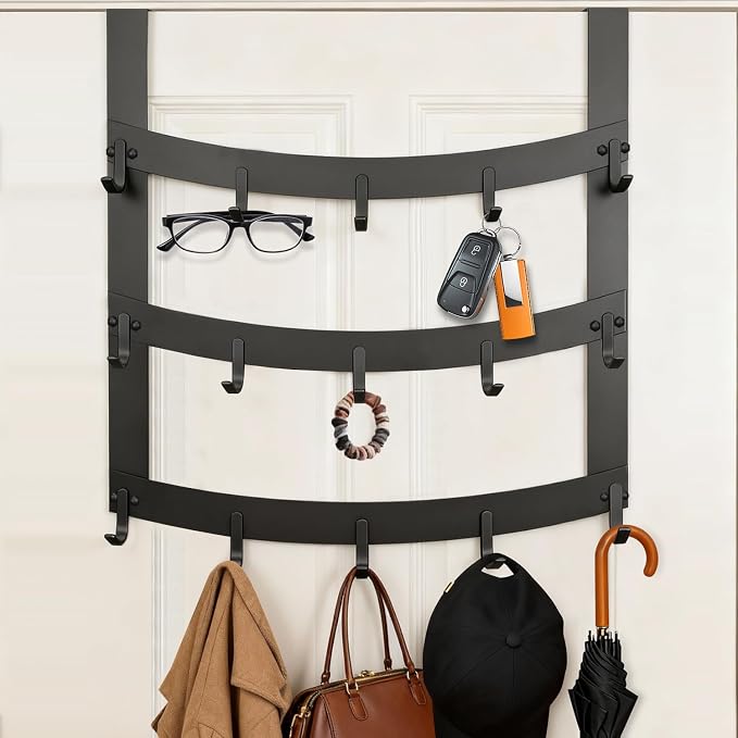 3-Tier Over The Door Hooks, Fits Doors Up to 1-3/4in Thick | 15 Hooks Over Door - Image 7