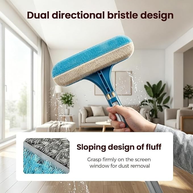 Window Screen Cleaning Brush, 2 in 1 Screen Cleaner Tool - Image 5