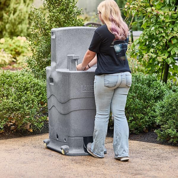 Mobile Hand Wash Station, Double Sink, 26.4 Gallon Fresh Water Tank, Gray, Foot Pump Operation