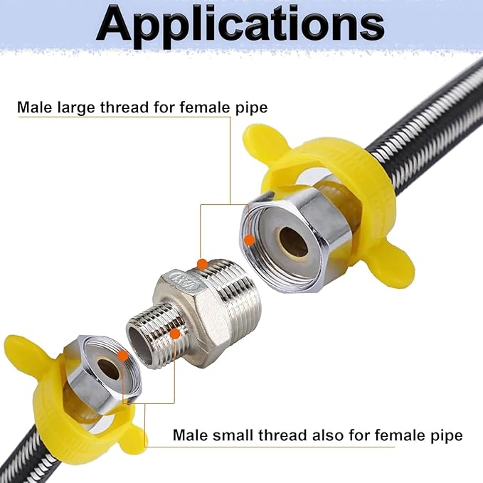 1/2" x 3/8" Reducing Hex Nipple, 304 Stainless Steel NPT Male Pipe Fitting Reducer Nipple Adapter 2000psi Reducer Connector Suit for 0.71" and 0.57" Pipe ID (1/2"x 3/8"MNPT)