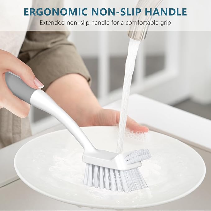 SetSail 3 Pack Dish Brush Set, Long Handle Kitchen Scrub Brush, Non-Slip Rubber - Image 5
