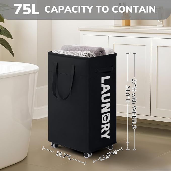 Goodpick 2-Pack Rolling Dirty Clothes Hamper - Image 3