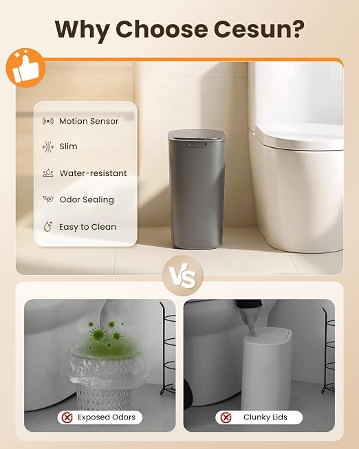 Cesun 5 Gallon Automatic Bathroom Trash Can - Image 7