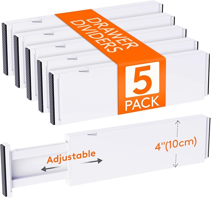 Lifewit 4" High Upgrade Drawer Divider, Adjustable Drawer Organizer Clothes | by Lifewit