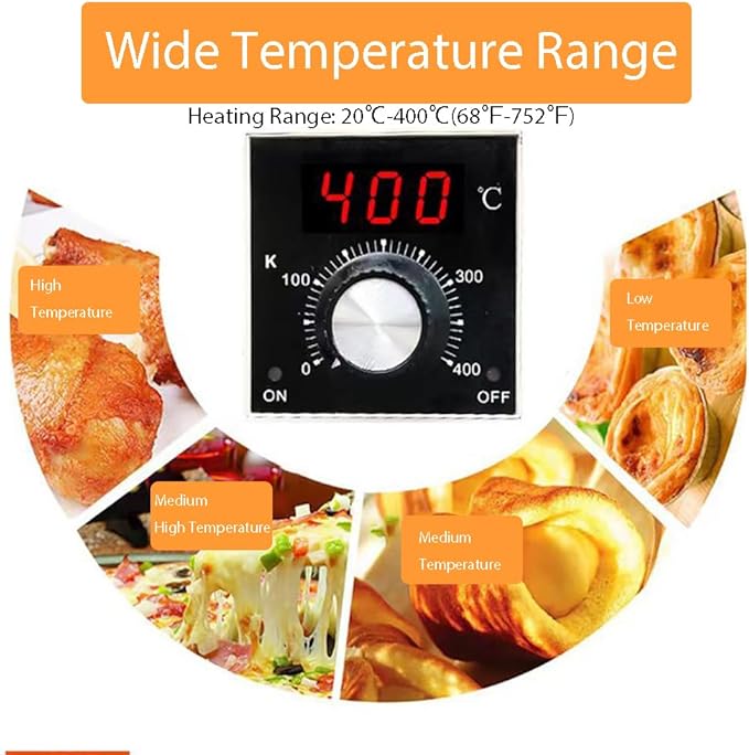 Gas Heating Pizza Oven Commercial Electric Pizza Oven Three Layers Movable Large Triple Oven Stainless Steel Baking Oven 0℃-400℃ Multipurpose Pizza Oven with 6 Baking Dishes 110V 300W