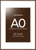 Homeforia A0 Poster Frame Brown, High End Dark Oak 33.1 x 46.8 Wooden Picture Frames Matted to 23.4 by 33.1 Photo, A0 Walnut Wood Frame with Mat A1, 33.1x46.8 Frame, Tempered Glass, Wall Kit, Set of 1