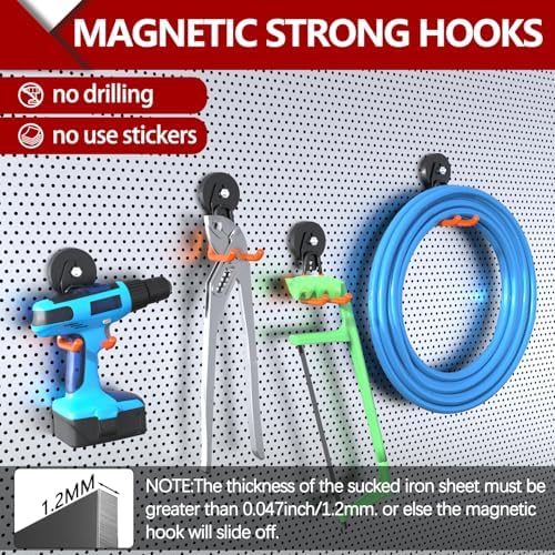 3-H Heavy Duty Magnetic Hooks, Large Magnet Hooks, 4 Pack Orange - Image 6