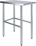 AmGood Stainless Steel Work Table Open Base | NSF Kitchen Island Food Prep | Laundry Garage Utility Bench (18" Long X 30" Deep)