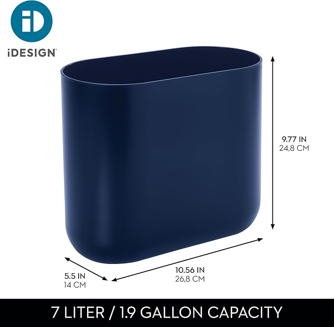 iDesign Small Slim Plastic Bathroom Trash Can - Image 4