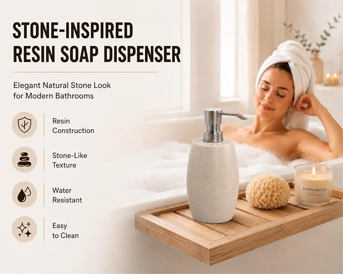Clasin Home Sandstone Textured Resin Soap Dispenser - Image 4
