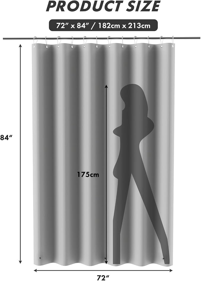 AmazerBath Extra Long Shower Curtain Liner, 72x84 Plastic Shower Curtain Liner - Image 7