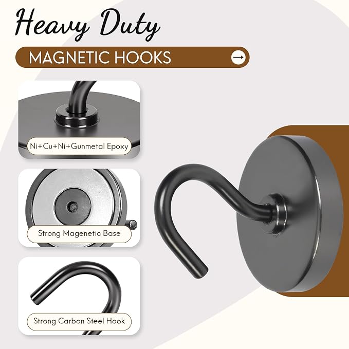 Neosmuk Magnetic Hooks, 130lb Heavy Duty, 10 Pack - Image 5