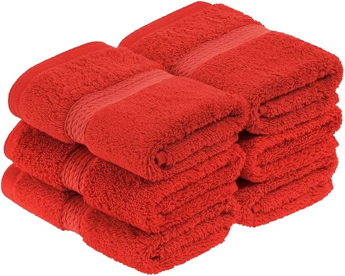 Superior Egyptian Cotton Plush & Absorbent, Face Towel Set of 6, Soft Luxury by SUPERIOR