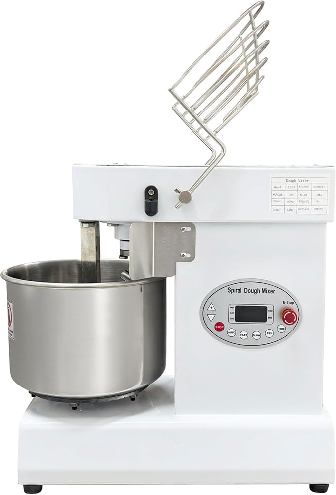 10L Commercial Dough Mixer with Dual Rotation and Dual Speed, 550W Electric Dough Kneading Machine, Time Set, Digital Display, for Bakery Pizzeria – 7.7 lbs Capacity