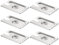 CURTA 6-Pack 1/9 Size Slotted Steam Table Pan Cover, Lid with Handle, NSF, Hotel Pan Cover, Catering Food Pan Cover