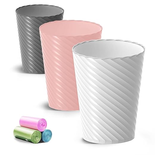 Lysam Bathroom Trash Can 3 Pack, 1.8 Gallon Small Trash Can by Lysam