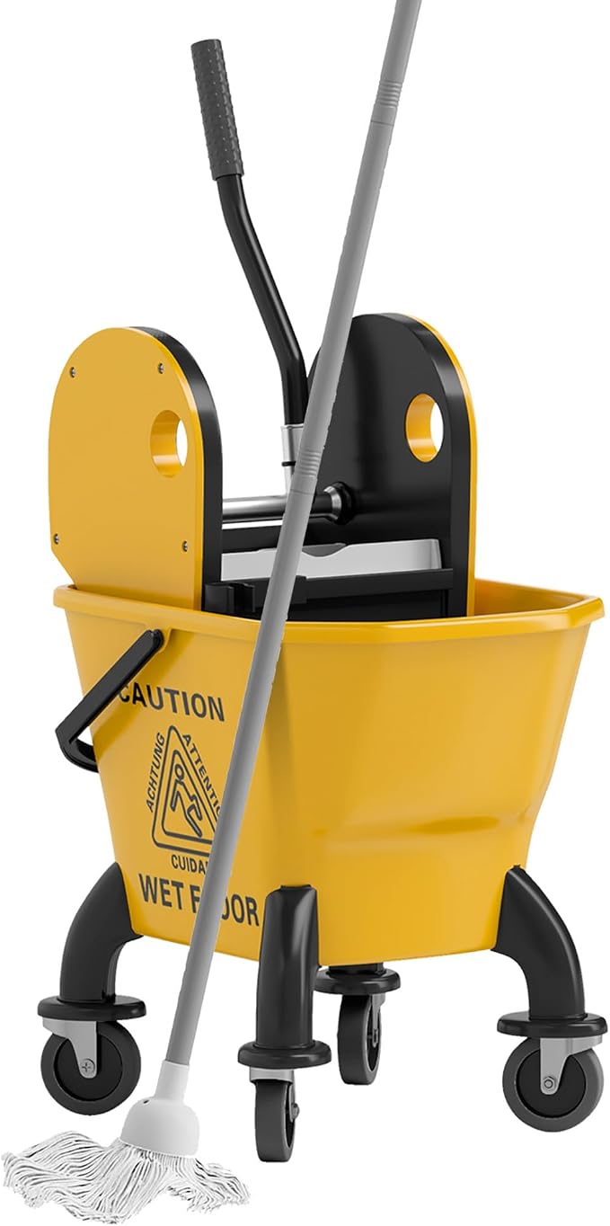 HOMCOM Mop Bucket with Wringer on Wheels, 27.5 Quart, with Mop by HOMCOM