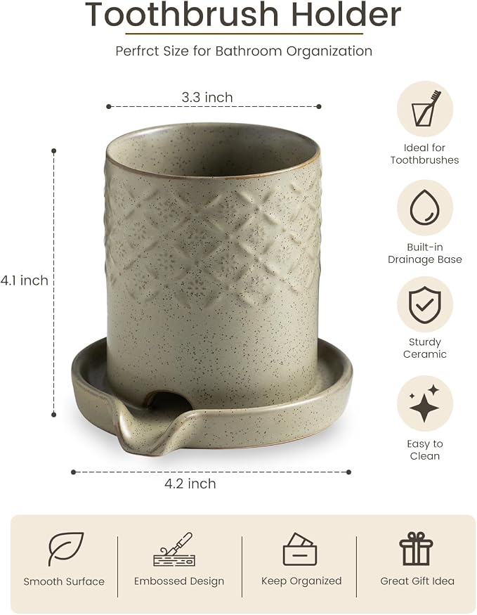 Zoeeker Toothbrush Holders for Bathrooms, Self-draining Toothbrush Holder | - Image 2