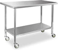 STABLEINK Stainless Steel Table with Wheels 24 x 60 Inches 5ft, NSF Commercial Prep & Workbench with Adjustable Undershelf and Casters, for Commercial Kitchen, Restaurant, Hotel,Laundry and Garage