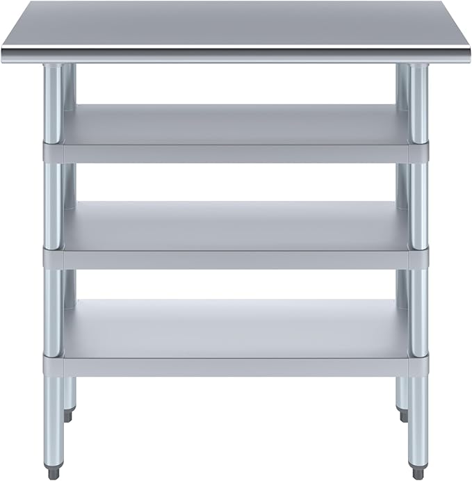 14 in. x 36 in. Stainless Steel Work Table with Three Bottom Shelves | NSF Kitchen Prep Table | Utitly Metal Table