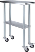 AmGood 12" Long x 30" Deep Stainless Steel Table with Casters