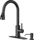 FORIOUS Kitchen Faucet with Soap Dispenser, High Arc, Oil Rubber Bronze | by FORIOUS