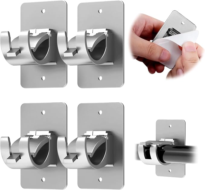 CIEMGNZOC 4PCS No Drill Curtain Brackets, Self-Adhesive Rods, Nail Free by CIEMGNZOC
