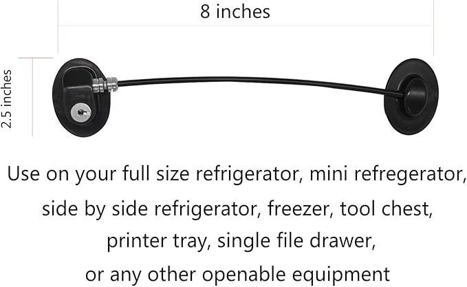 REZIPO - Refrigerator Door Lock with 2 Keys, File Drawer Lock, Freezer Door Lock and Child Safety Cabinet Lock by REZIPO Black