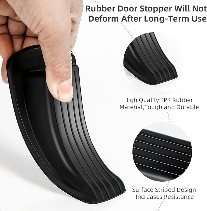 Door Stoppers, 4 Pack Premium Rubber Stoppers Wedge, Stops - Image 3