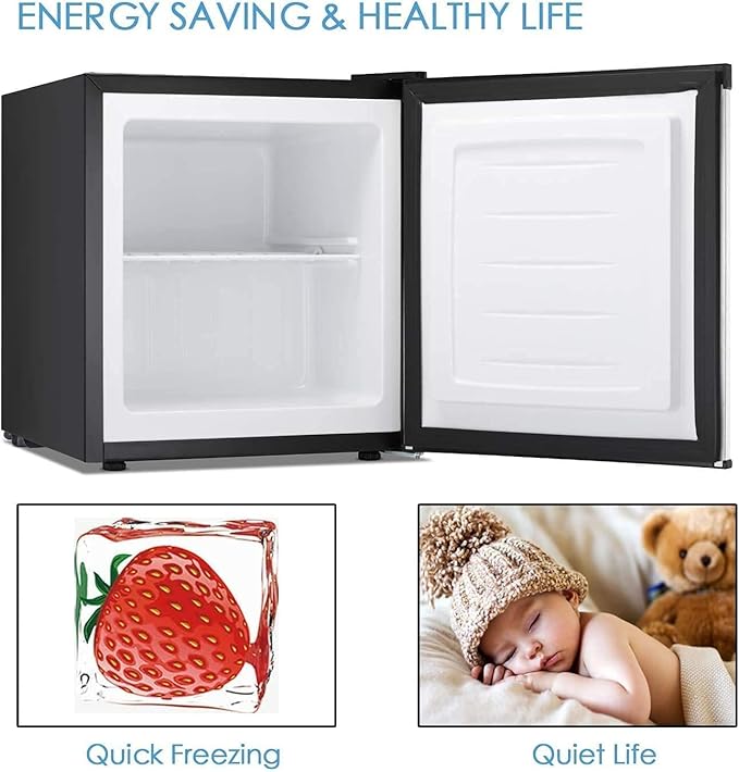 Antarctic Star Upright Freezer 1.1 Cu.ft, Compact Mini Freezer with Reversible Single Door, Temperature Control, Removable Shelves, Small freezer Stainless Steel for Home, Silver