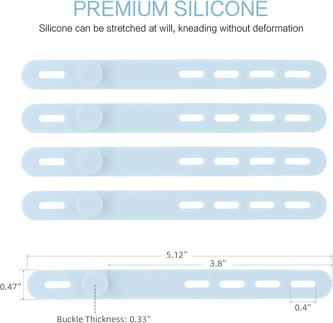 Donruby 24Pcs Silicone Cable Ties, Reusable Cord Organizer Straps, Ice Blue | - Image 2