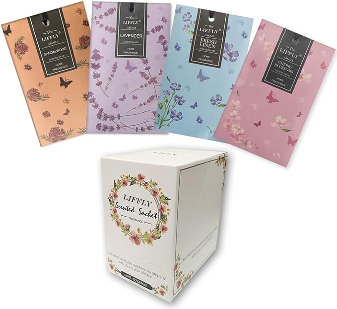 14 Packs Scented Sachets for Drawers and Closets Gift Box 4 Different Scent by LIFFLY