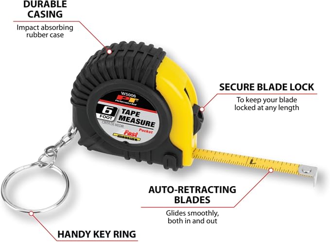Performance Tool W5006 6 ft. Mini Pocket Tape Measure - Image 2