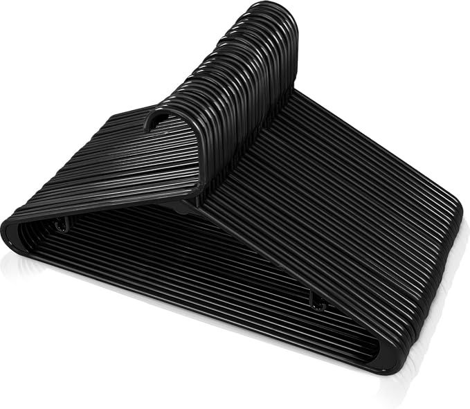 Utopia Home Plastic Hangers 200 Pack – Built-in Strap Hooks Black | Space - Image 5