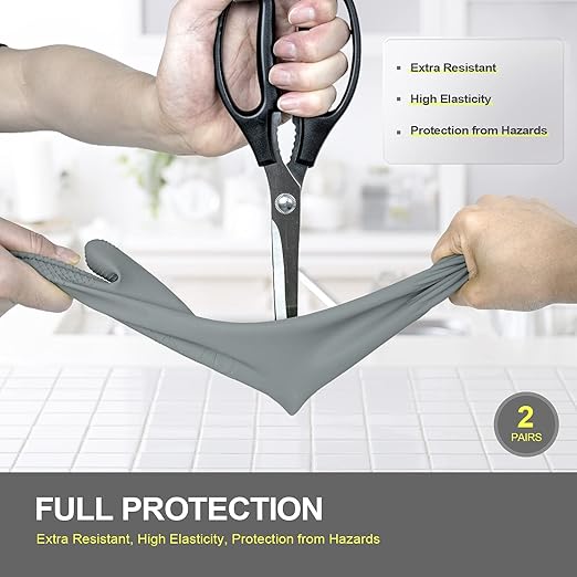 Mamison Rubber Dishwashing Gloves, Non-Slip Kitchen, 2 Pairs | Korean natural - Image 3