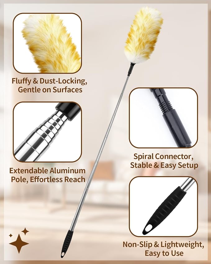Extendable Wool Duster, 18-48 Inch Long Handle Duster - Image 3