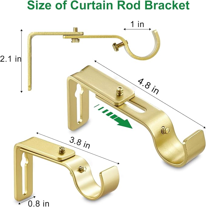 LLPJS Curtain Rod Bracket Adjustable, Drapery Rod Holder Hooks Support Hangers - Image 6